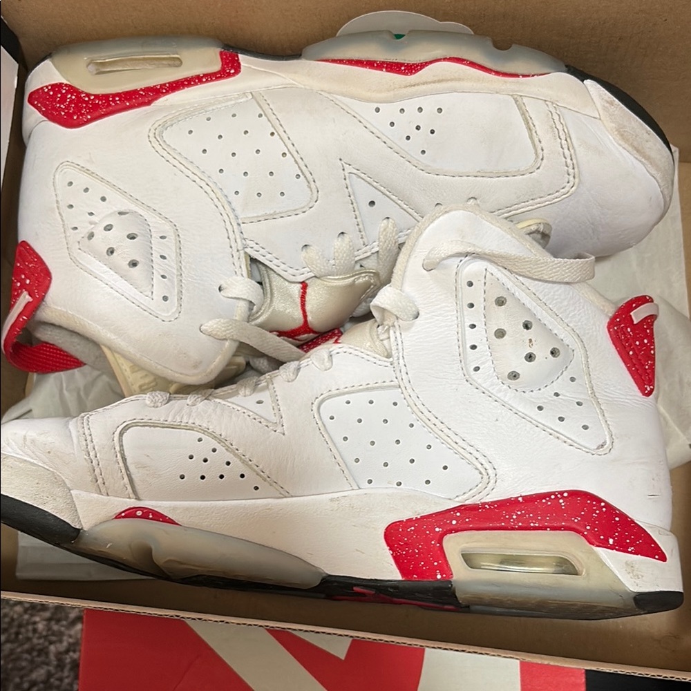 Nike Kids White and Red Jordans